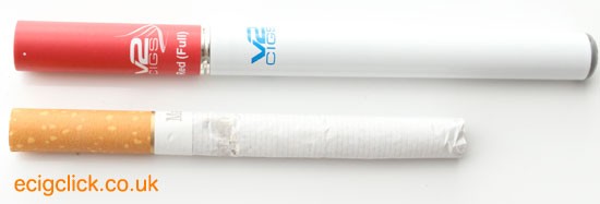 V2 Cigs Size Comparison With Cigarette