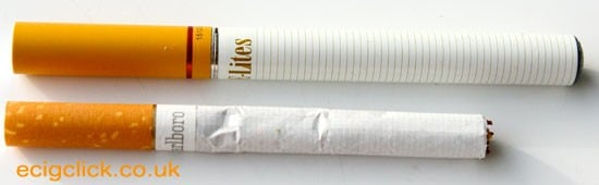 E-Lites E Cig vs Cig Size Comparison