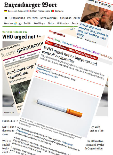 WHO Urged not to control and regulate e cigarettes