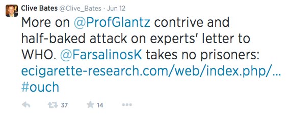 Clive Bates Tweet To Glantz