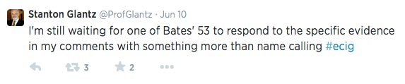 Glantz Tweet in response to Clive Bates