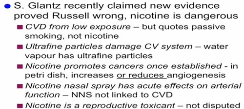 Glantz Claiming Nicotine is dangerous