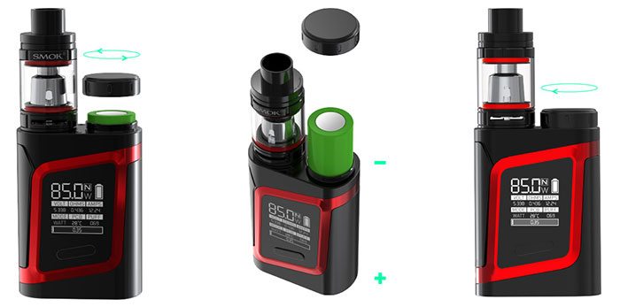 How to change the 18650 battery on the Smok AL85 mod