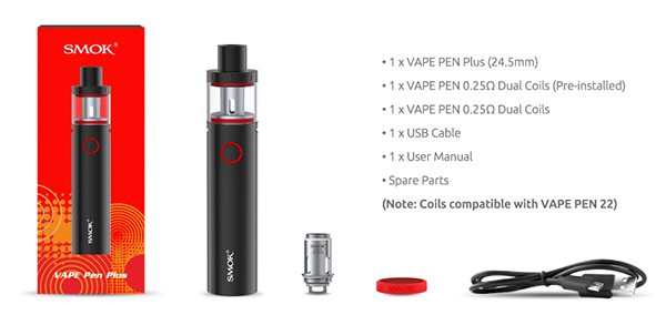 smok vape pen plus kit contents