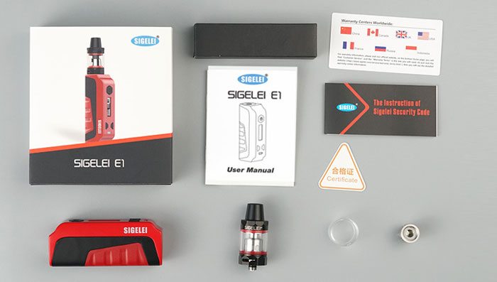 Sigelei E1 kit contents