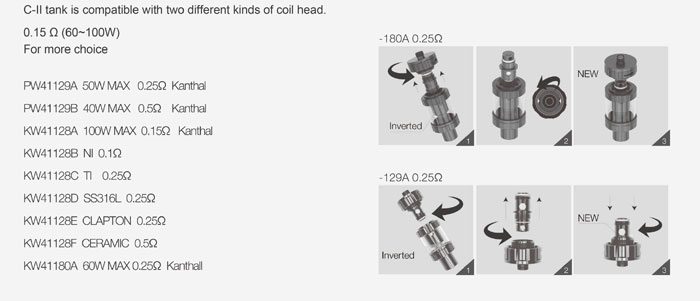 Vaptio C2 coils