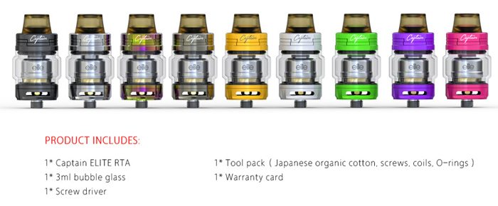 captain elite rta kit contents