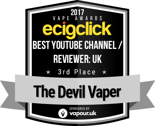 Ecigclick Awards - Best you Tube Reviewer - Devil Vaper 3rd Place