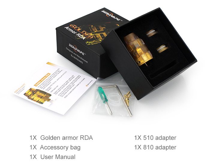 serisvape golden armor rda kit contents
