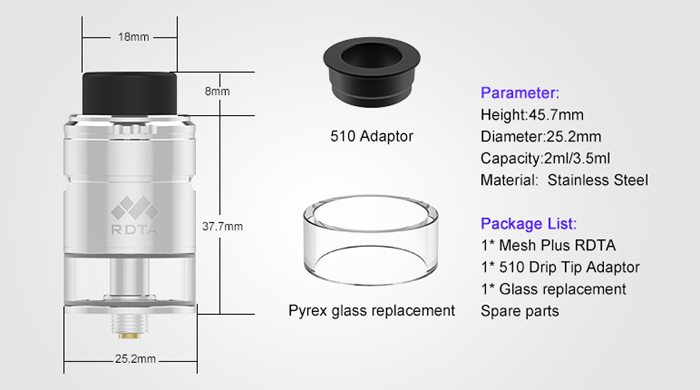 vapefly mesh plus rdta specs