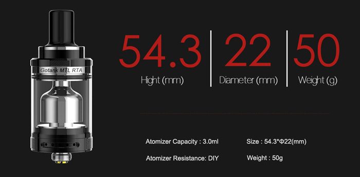 gotank mtl rta specs