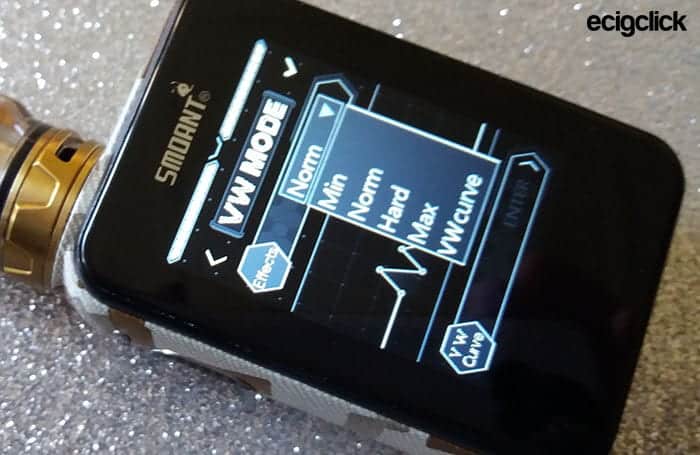 how to set power curve on vape mos