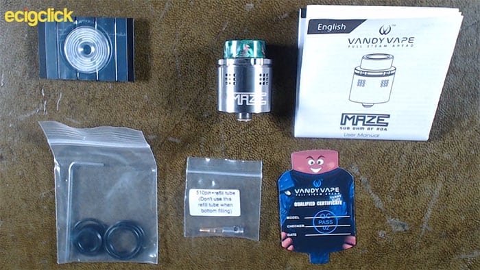 Vandy Vape Maze BF RDA kit contents