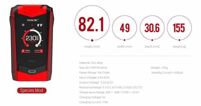 smok species mod specs