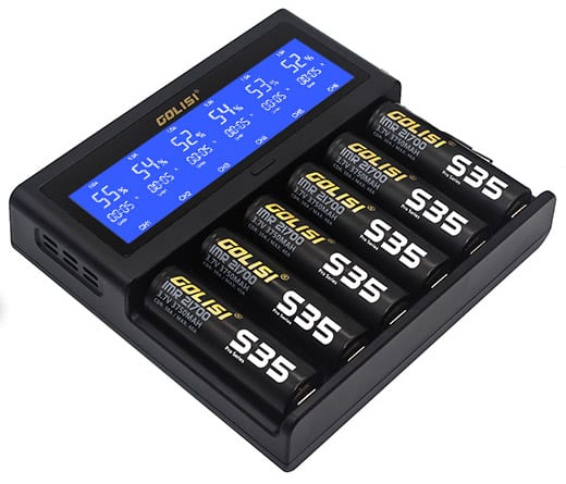 GOLISI S6 Intelligent Charger Safety Smart  Big LCD display For Batteries 6 Slot