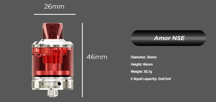 Wismec Amor NSE Tank Specifications