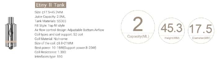 etiny 2 tank specs