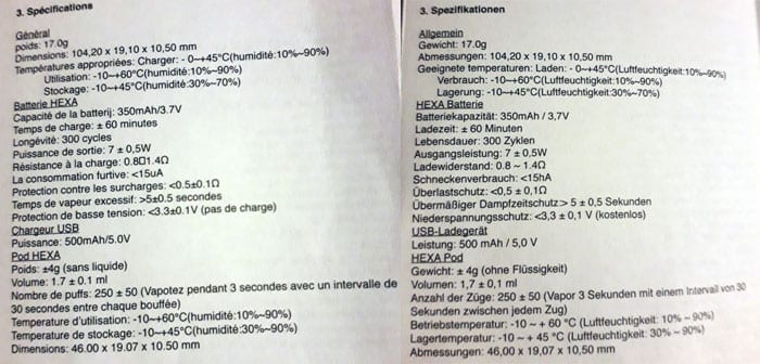 hexa specs