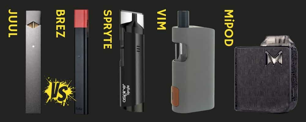 juul vs Apollo brez vs Aspire spryte vs JAC vim vs mipod