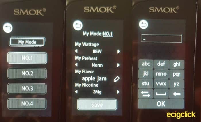 my mode menu options smok morph