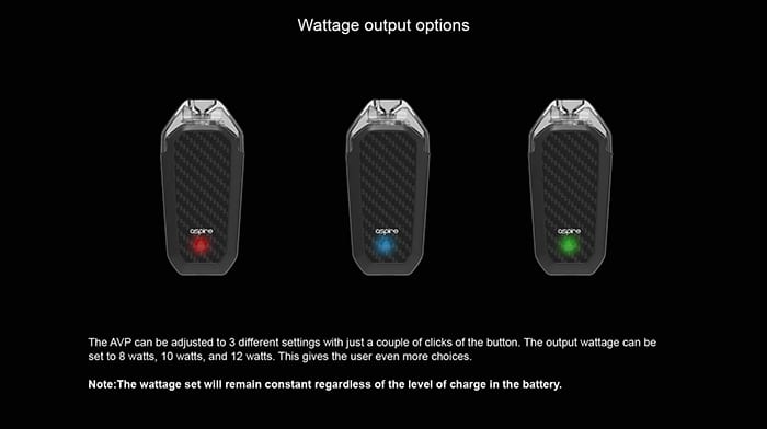 Aspire AVP Wattage Options