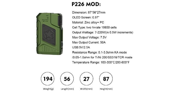 p226 mod specs