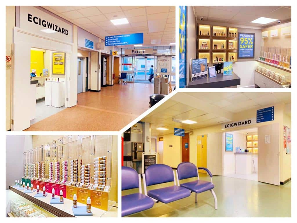 magasins de vape dans les hôpitaux britanniques