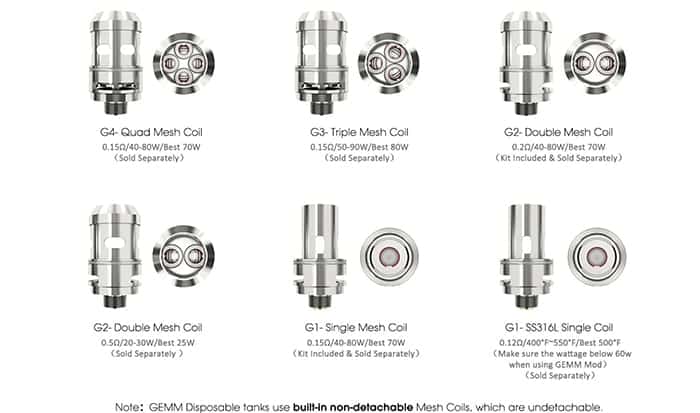 Freemax Gemm Tank Coil Selection