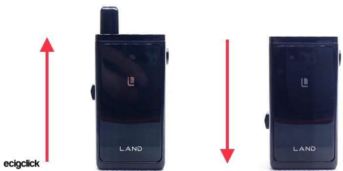 OBS Land Pod Kit Showing an upwards arrow with the Pod extended and a downwards arrow with the pod retracted