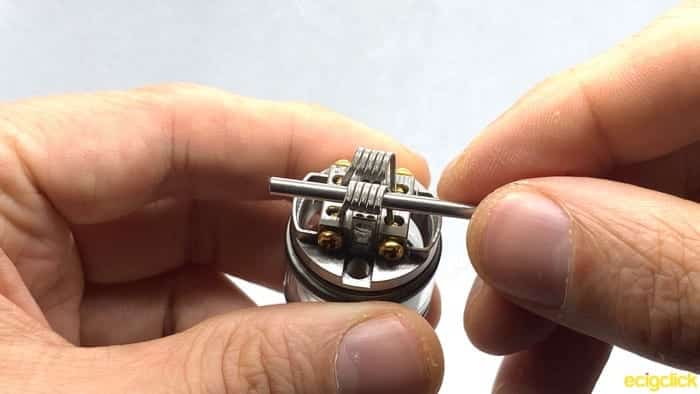 Using a coil jig to align the coils on the Vandy Vape Pyro V3