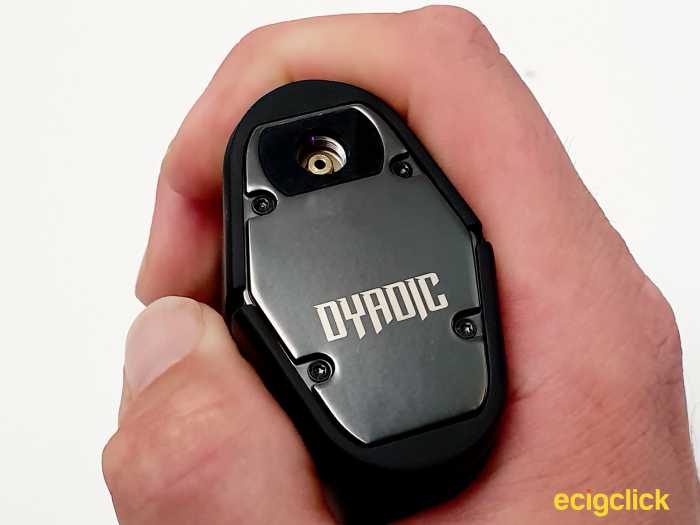 size of the Wotofo Dyadic mod in palm of hand