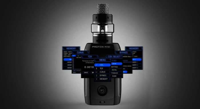 Computerised picture of the Innokin Proton Mini's different screens