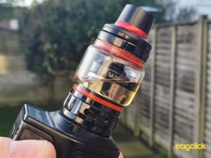 Uwell Valyrian II closeup ontop of Triade