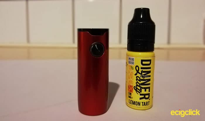 Vandy Vape BSKR S Mod Size Comparison - 10ml Bottle