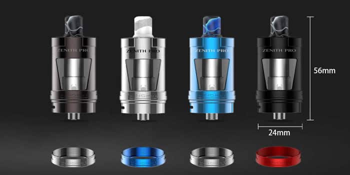 Innokin Zenith pro in black, blue silver and gun metal with beauty / vanity rings