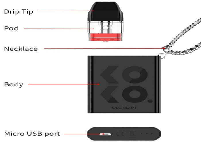 uwell caliburn koko view exploded