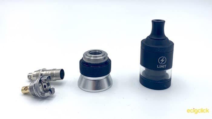 Kizoku Limit MTL RTA showing both stock coil option and Rebuildable Deck option