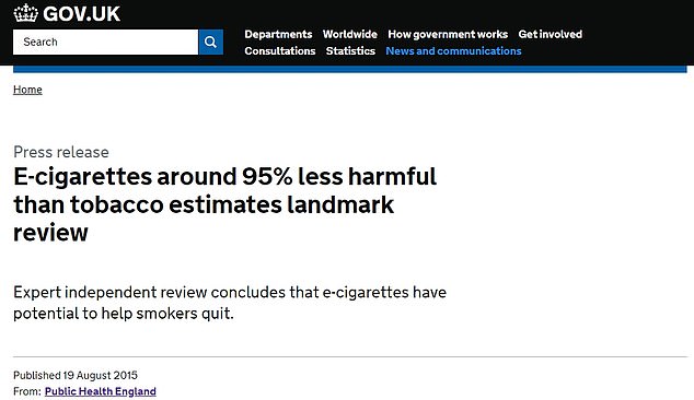 vaping 95% safer than smoking