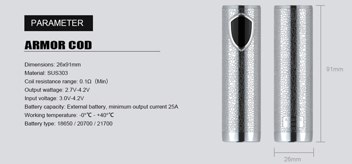 armor cod mod specs