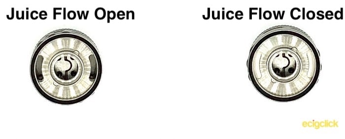 Steamcrave Aromamizer Plus V2 Juice Flow control open vs closed