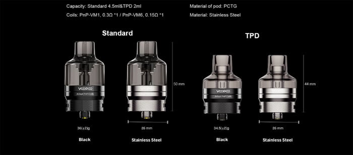 pnp pod tank specs