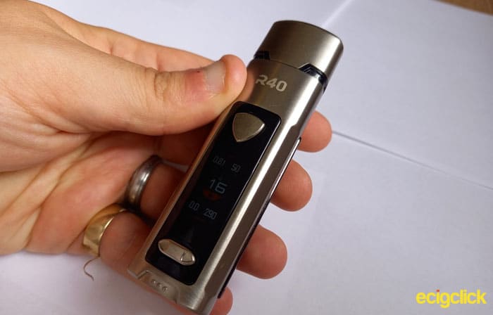 Wismec R40 Pod Mod buttons and screen