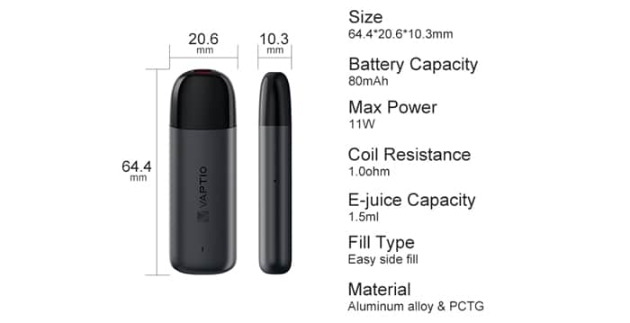 vaptio airgo kit device specs