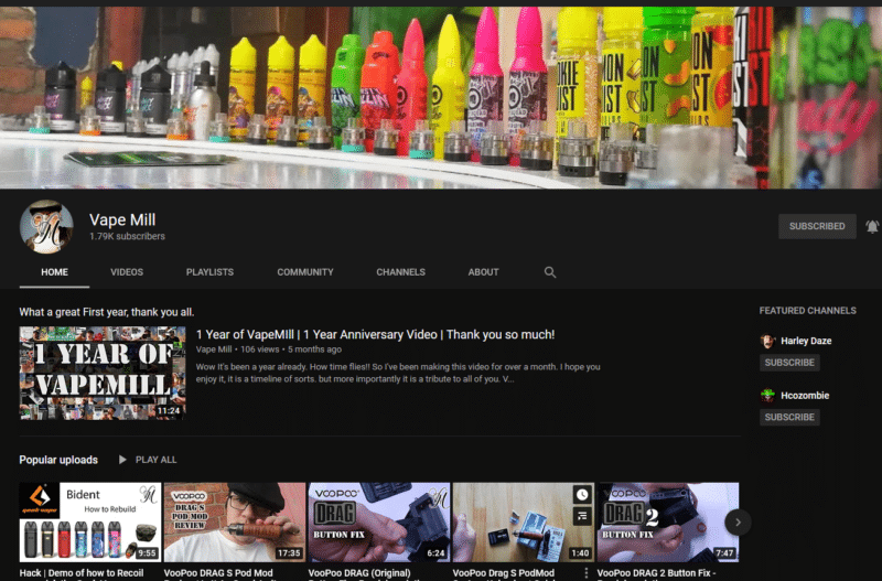 Untold Eliquid vapemill youtube vape channel