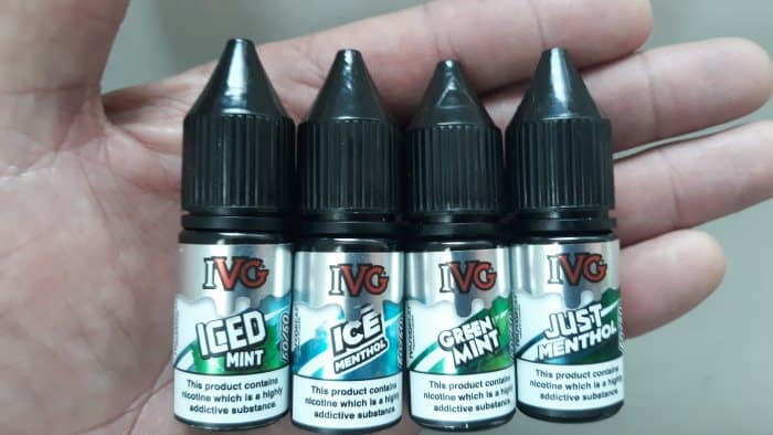 IVG 50/50 Vape Juice menthol range unboxed