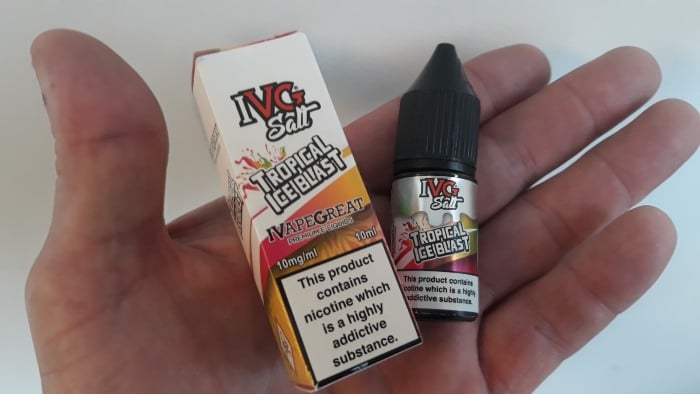 IVG Juicy Range 10ml Nic Salt bottle example