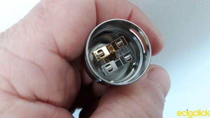 Vaporesso Forz RDA build deck with barrel attached