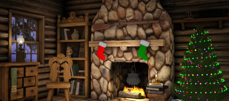 Christmas vaping hampers log cabin
