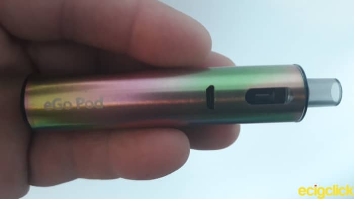 Joyetech eGo pod kit logo on side of battery section