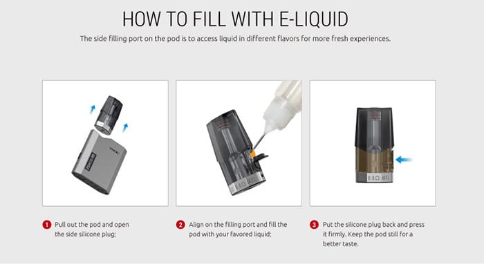 How to fill the SMOK NFIX Mate pods